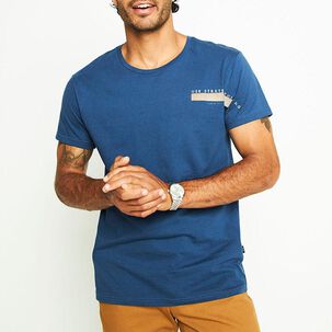 Polera Print Manga Corta Cuello Redondo Hombre Az Black