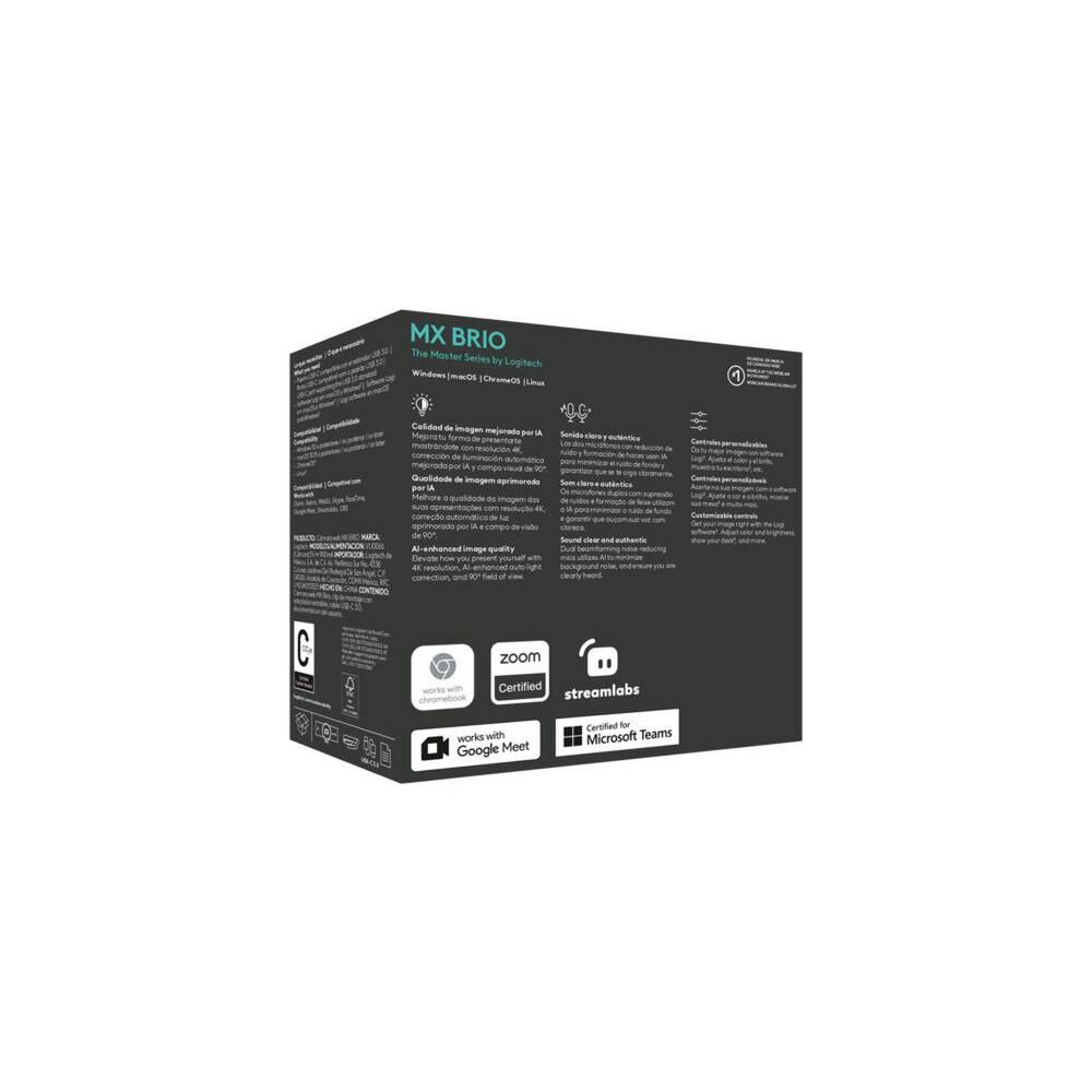 Camara Web Webcam Logitech Ultra Hd 4k Mx Brio Grafito image number 12.0