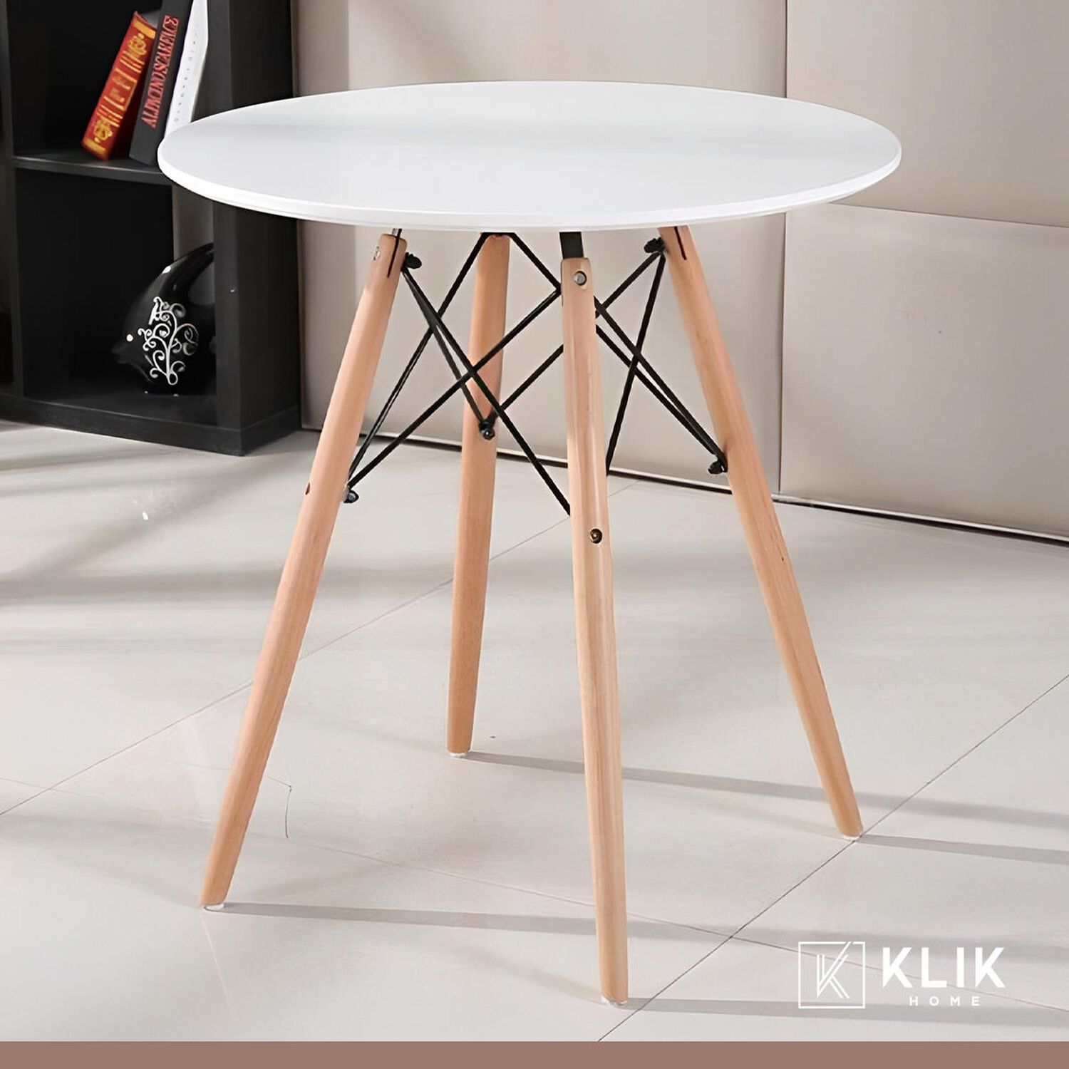 Comedor Eames 80cm Redonda Blanca + 4 Sillas Crossback Danubio Blancas image number 7.0