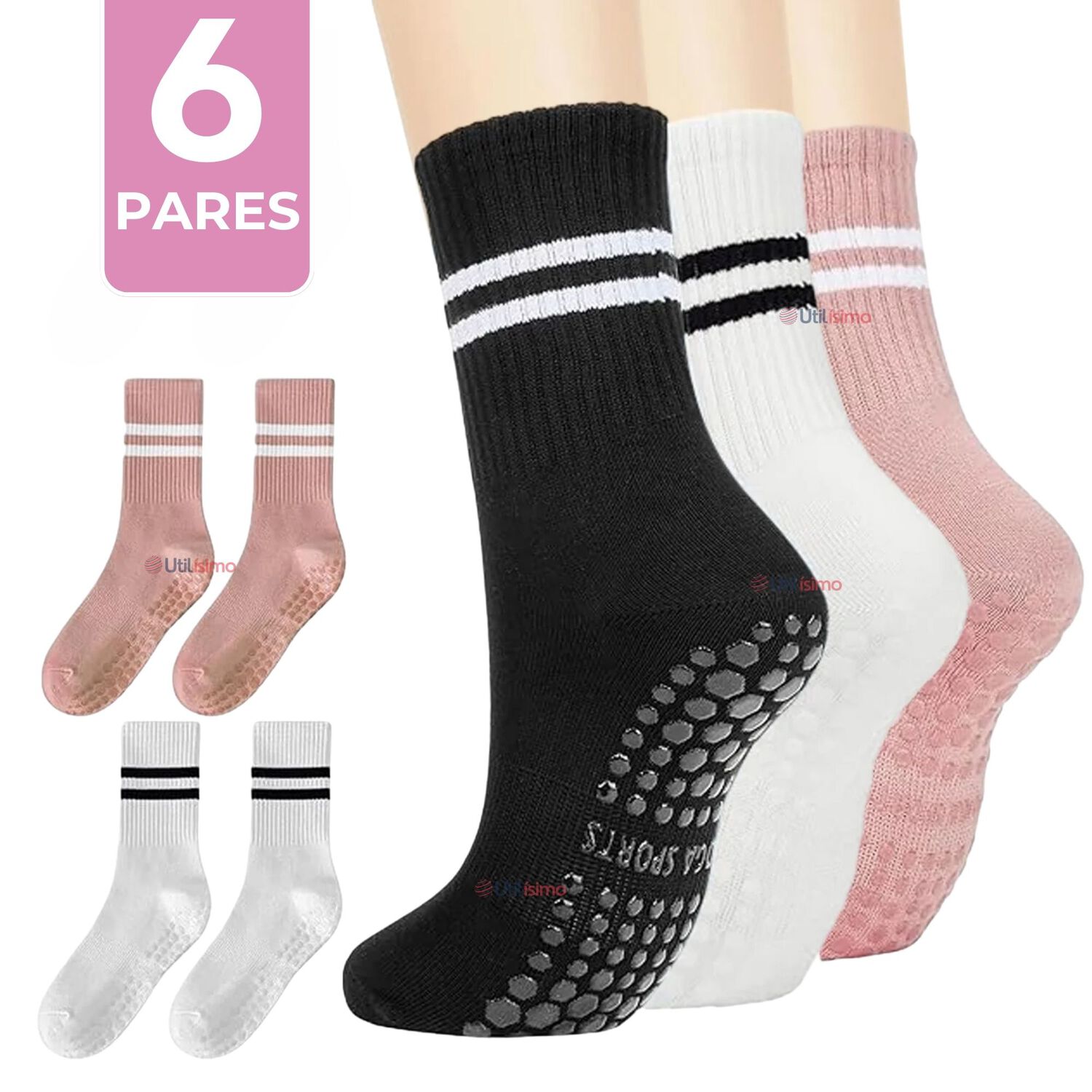 Pack 6 Calcetines Antideslizantes Largos Mujer image number 0.0