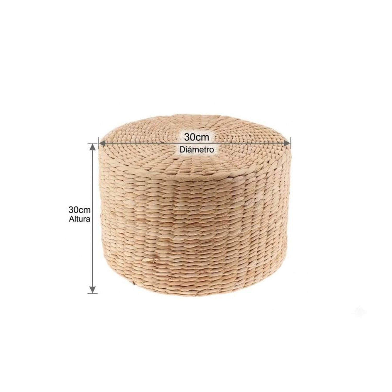 Pouf Puff Redondo Tejido Natural Trenzado Reposapi&eacute;s 30cm image number 1.0