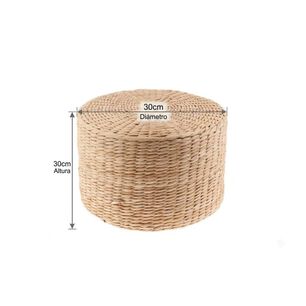 Pouf Puff Redondo Tejido Natural Trenzado Reposapi&eacute;s 30cm