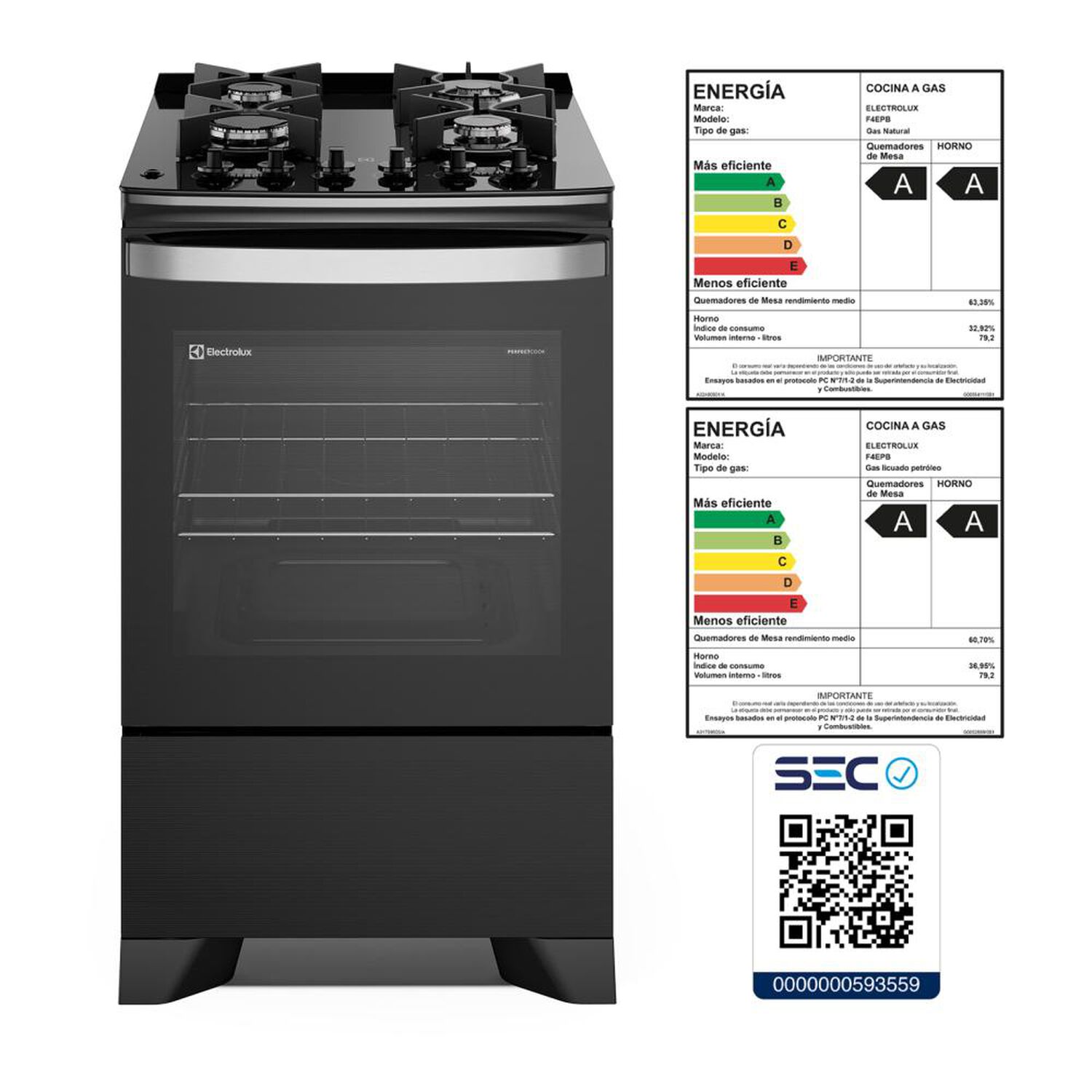 Cocina A Gas Electrolux F4epb 4 Quemadores image number 11.0