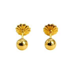 Aros Bolita 8mm N6 Oro 18k Atornillados 1.20gr Juvenil Mujer Hipoalerg&eacute;nicos