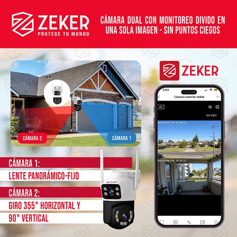 Pack X2 C&aacute;mara De Seguridad 2.4g Zeker Doble 4mp Impermeable image number 2.0