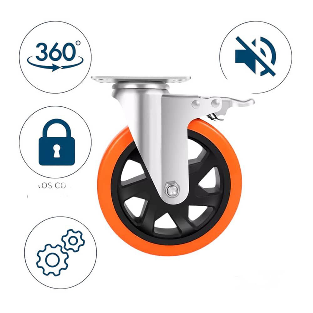 Set X4 Ruedas De 4 Pulgada Giratoria Para Muebles Con Frenos image number 2.0