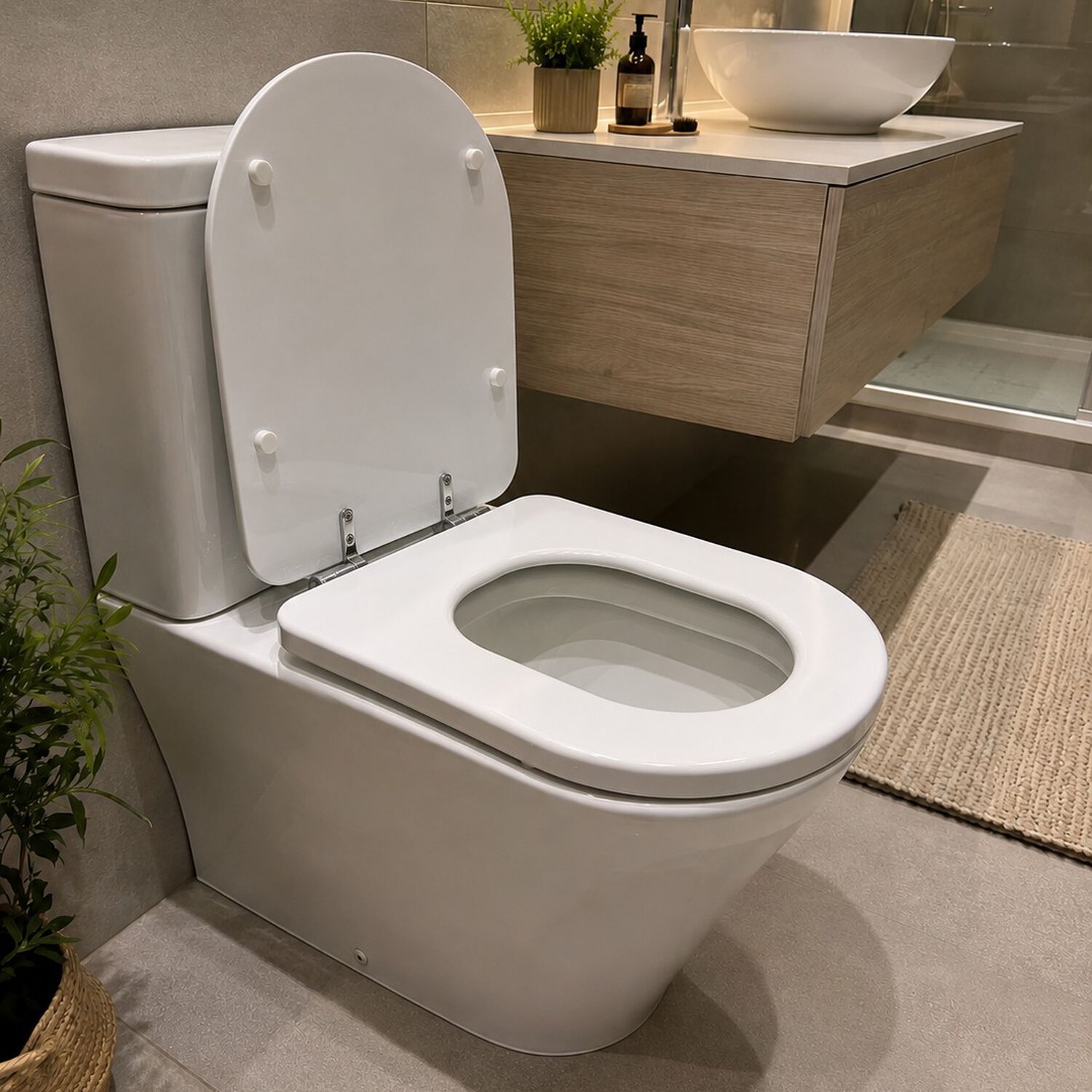 Asiento Tapa Wc Elongado De Madera Con Bisagras Metalica Y Cierre Sueve Modelo Hamburg Marca Taumm image number 5.0
