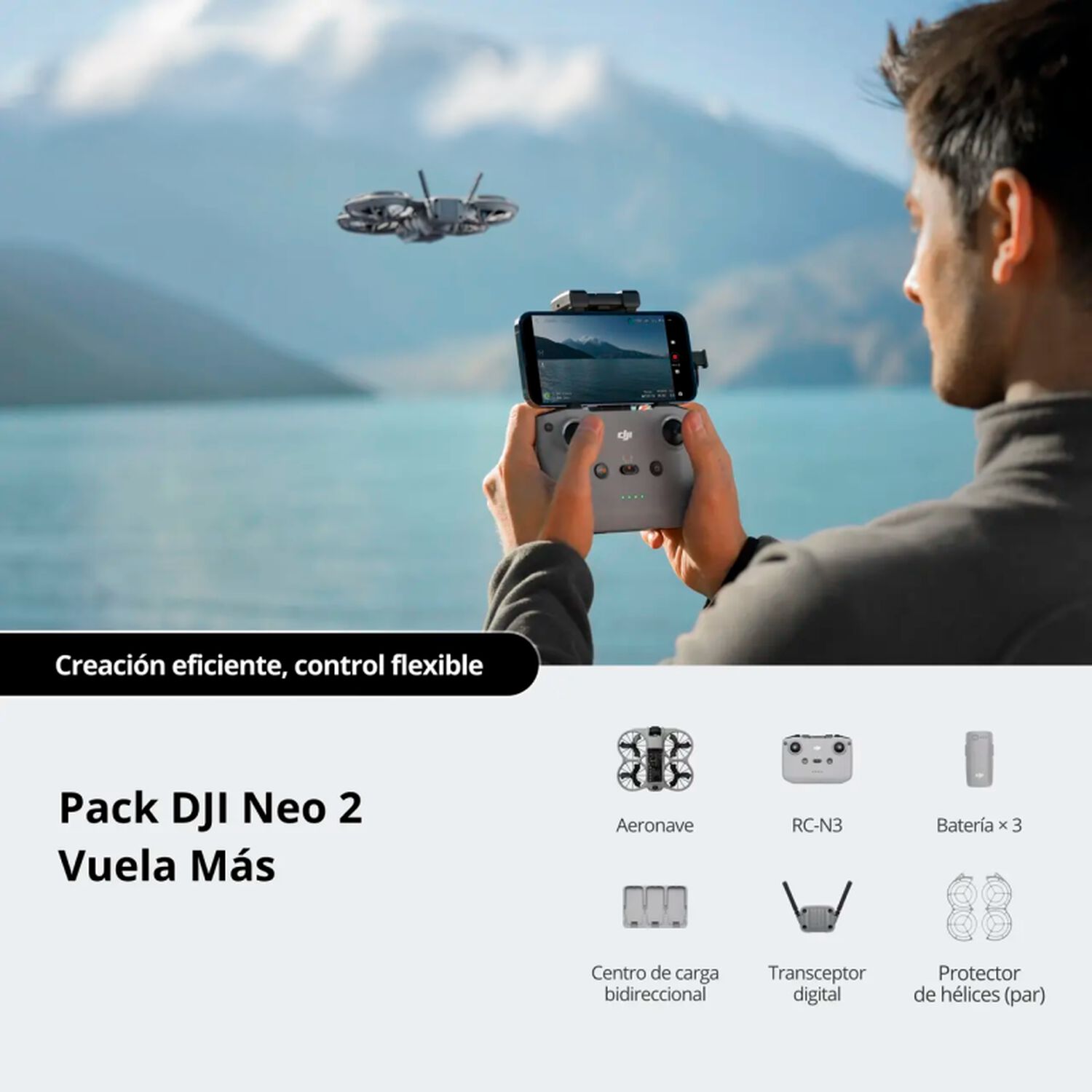 Dji Drone Neo 2 Fly More Combo, 12 Megapixel, 19 Min, Gris image number 5.0