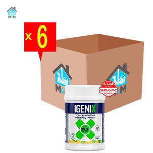 Caja Igenix Wipes Desinfección Frasco 105u - 6 Tarros
