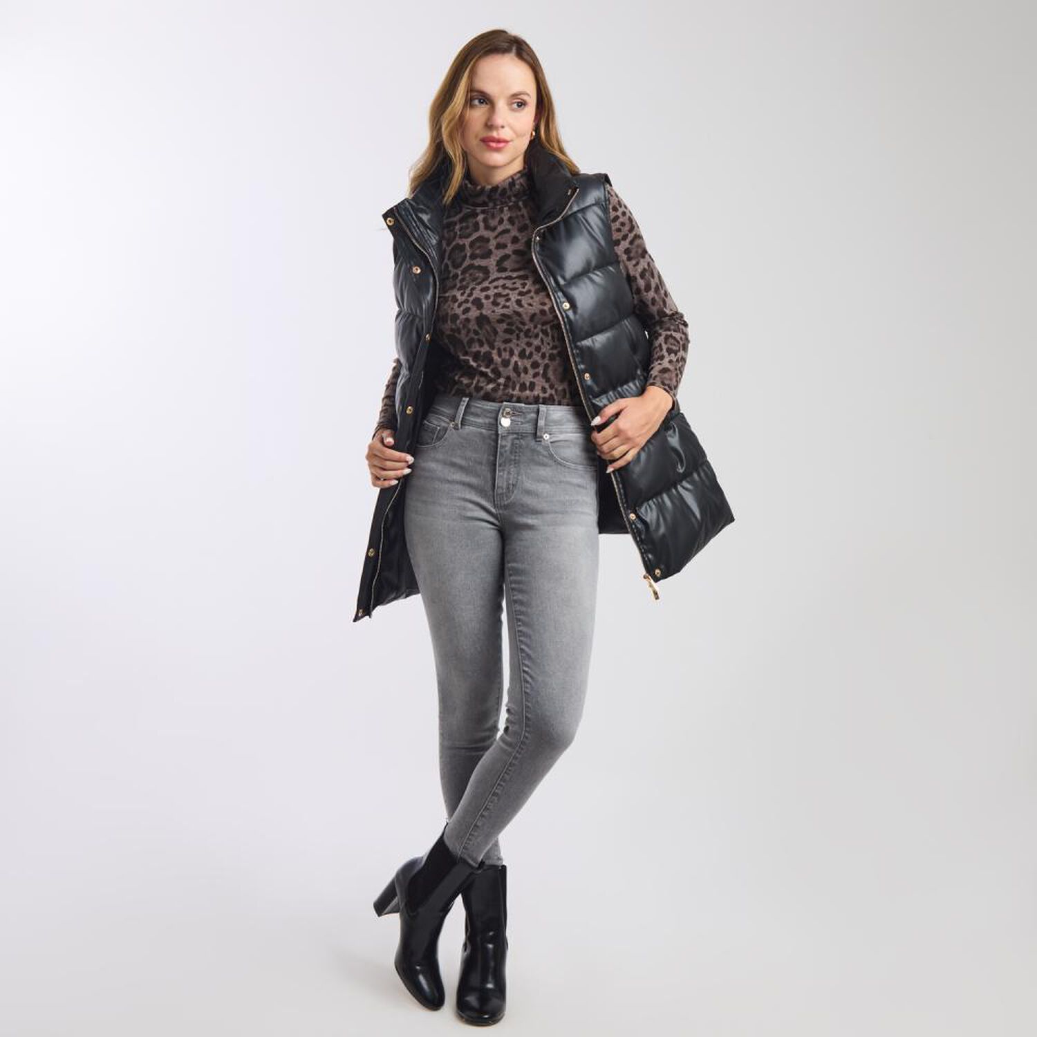 Chaqueta Ecocuero Sin Mangas Cuello Alto Mujer Kimera image number 1.0