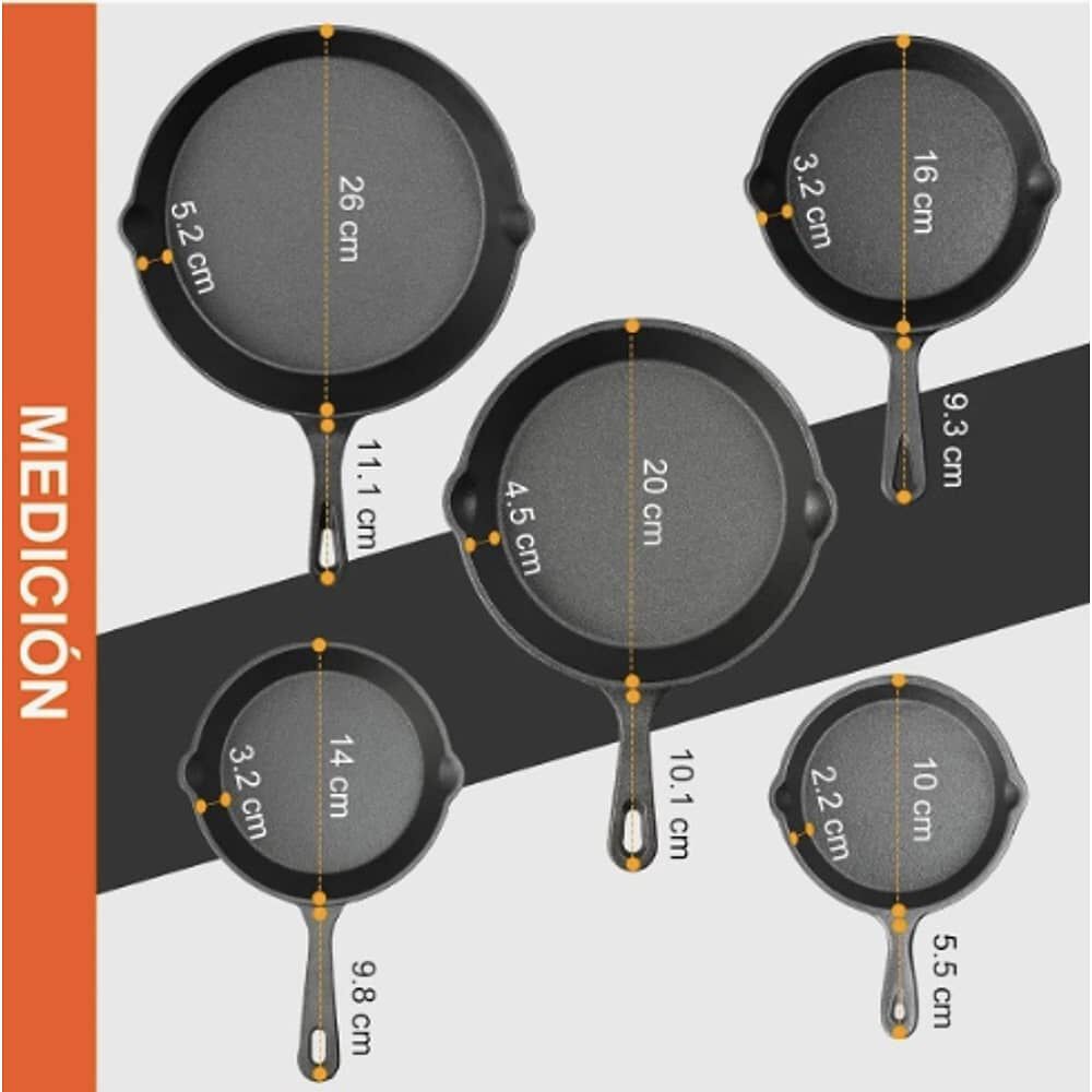 Sartenes De Hierro Fundido Juego De Sartenes 5 Piezas image number 4.0