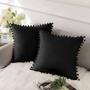 Set De 2 Cojines De Terciopelo Con Pompones