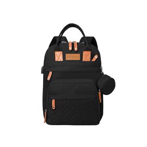 Mochila Maternal Con Monidero Y Colgador Lubabycas Negra