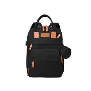 Mochila Maternal Con Monidero Y Colgador Lubabycas Negra