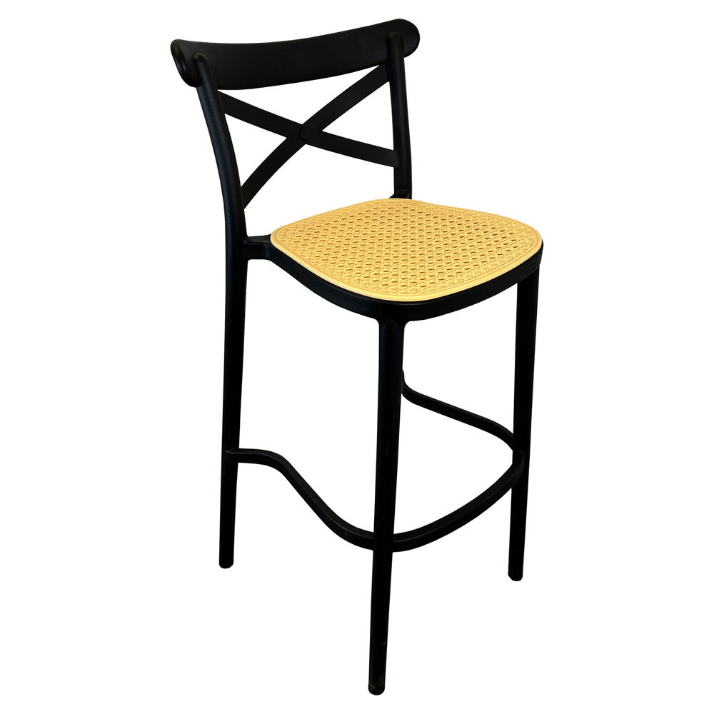 Pack 2 Taburetes Bar Crossback Negra Asiento Beige image number 1.0