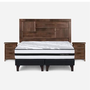 Cama Europea Rosen Driven / 2 Plazas / Base Dividida + Set de Maderas Dolce
