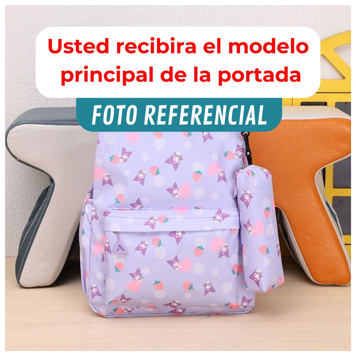 Mochila Kuromi Bolso Escolar Juvenil Sanrio Estilo Kawaii Light Green image number 2.0