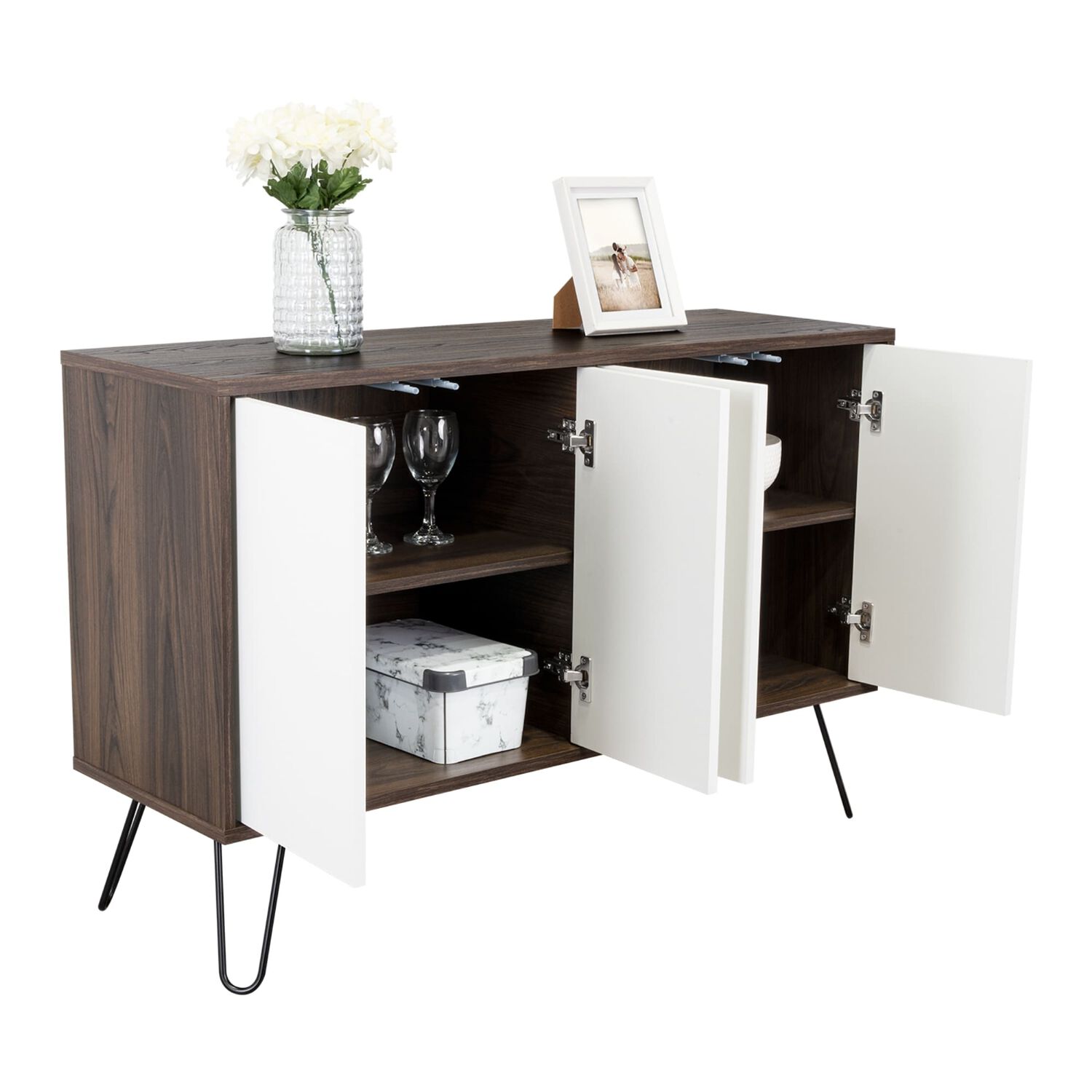 Arrimo Con 4 Puertas Y 4 Repisas Fm-001b Blanco Y Caf&eacute; Oscuro image number 3.0
