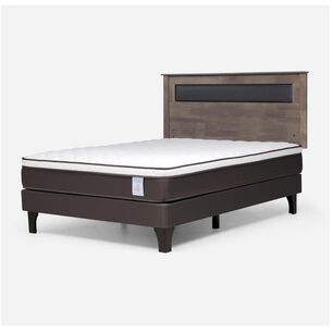 Cama Europea Rosen New Style 4 Plus / 2 Plazas / Base Normal  + Respaldo Ferrara Gris