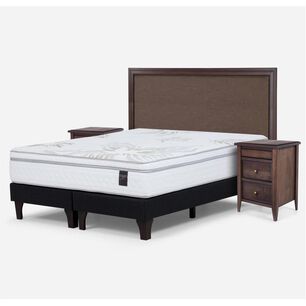 Cama Europea Rosen Art 4 / 2 Plazas / Base Dividida + Set de Maderas Nolita Chocolate