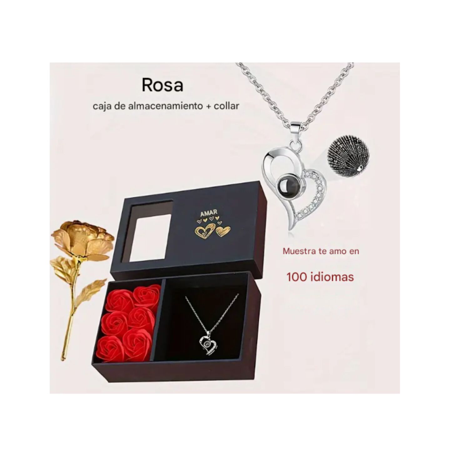 Caja Joyer&iacute;a De Flores Eternas Y Collar Love Mujer Amor image number 12.0