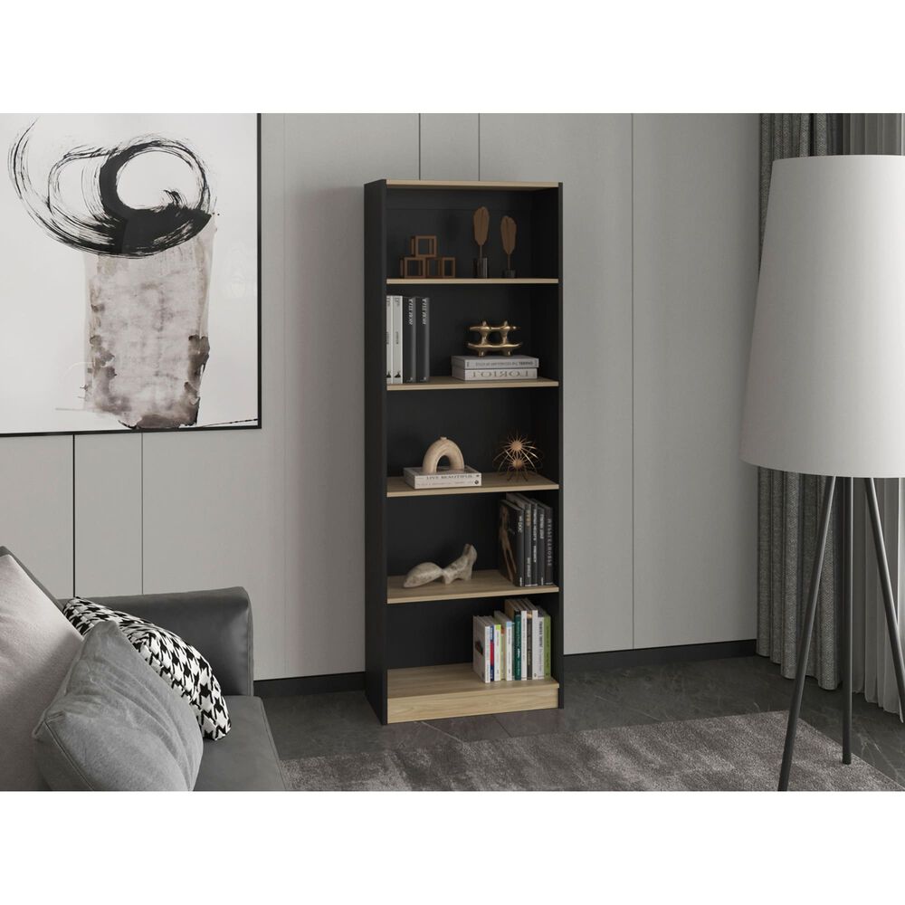 Estante Organizador De Libros 180,6x62,8x29,9 Cm Negro Y Caf&eacute; Claro image number 4.0