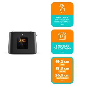 Tostador El&eacute;ctrico 2 Rebanadas 8 Niveles De Tostado 860w Mts60