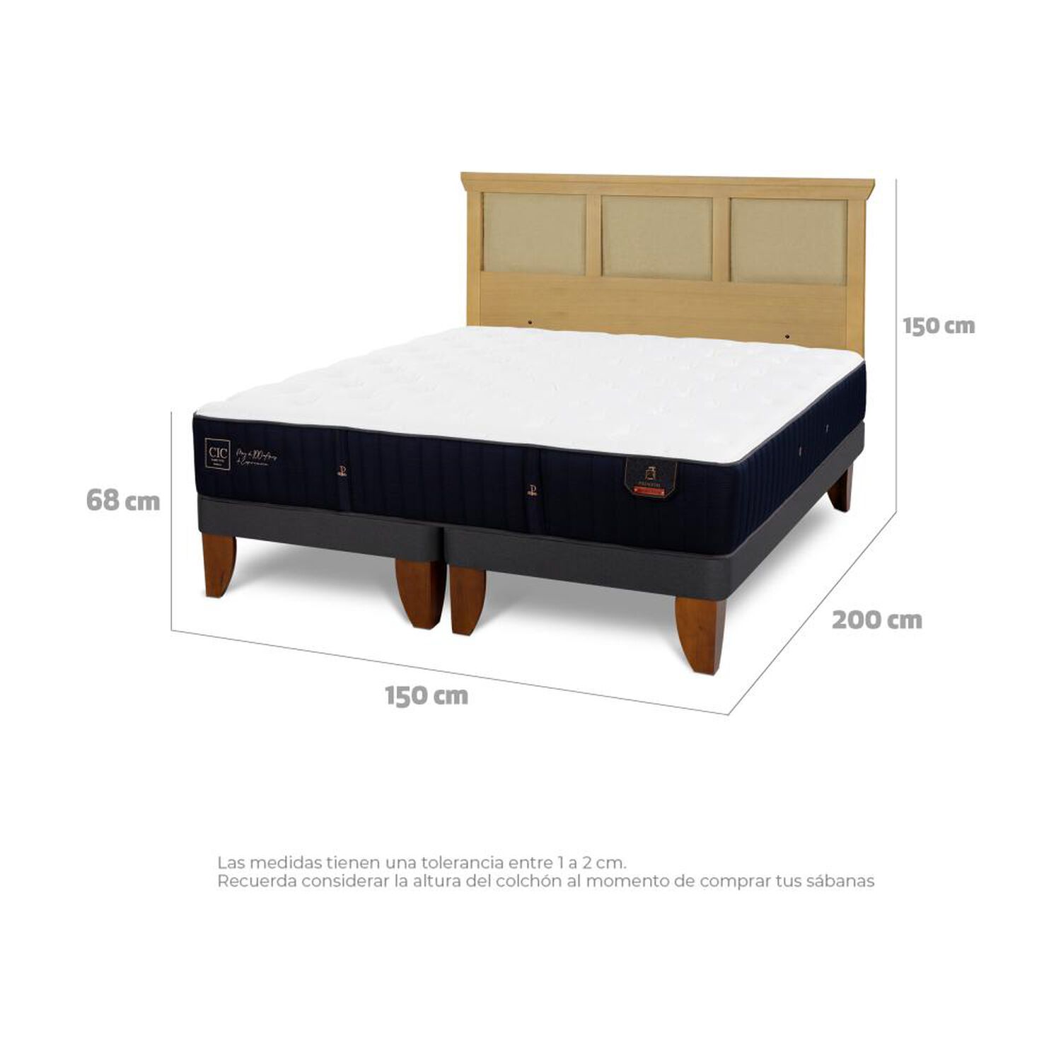 Cama Europea Cic Linea Premium / 2 Plazas / Base Dividida + Respaldo image number 4.0