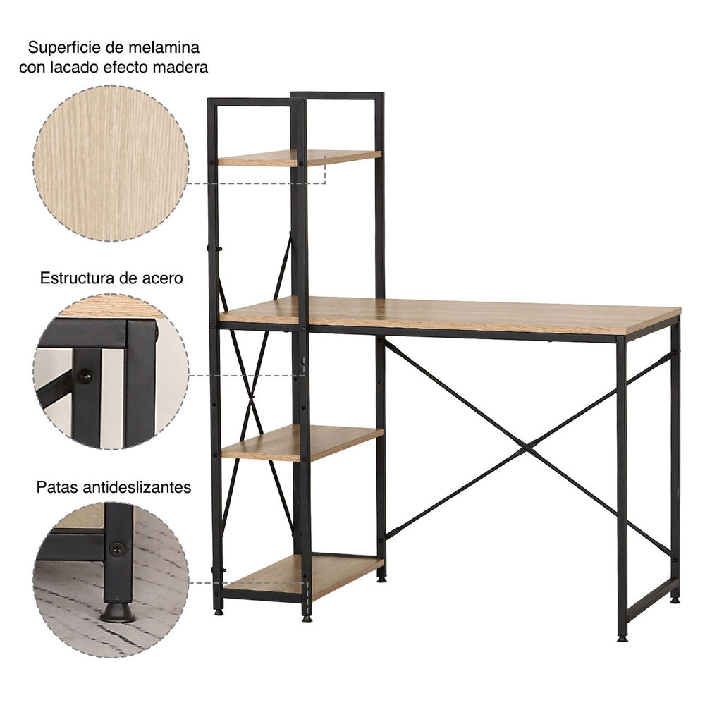 Escritorio Industrial Iron Con Repisas 120x100x52 Cm image number 4.0