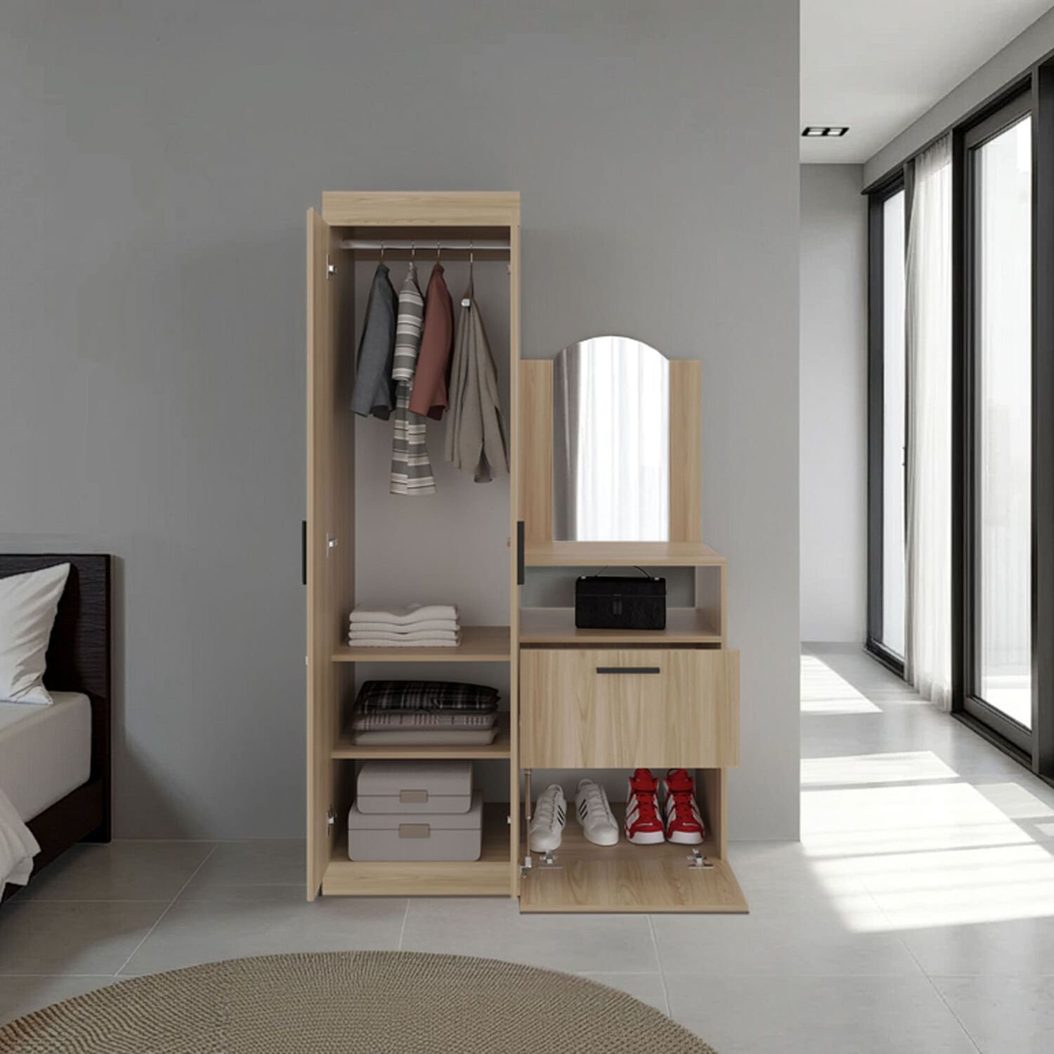 Closet Comoda Con Espejo 3 Puertas 1 Cajon image number 5.0