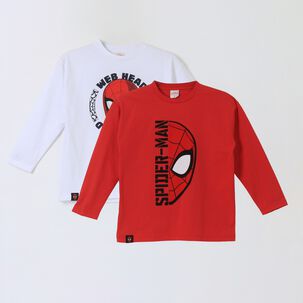 Bipack Polera Manga Larga Ni&ntilde;o Spiderman Rojo Marvel