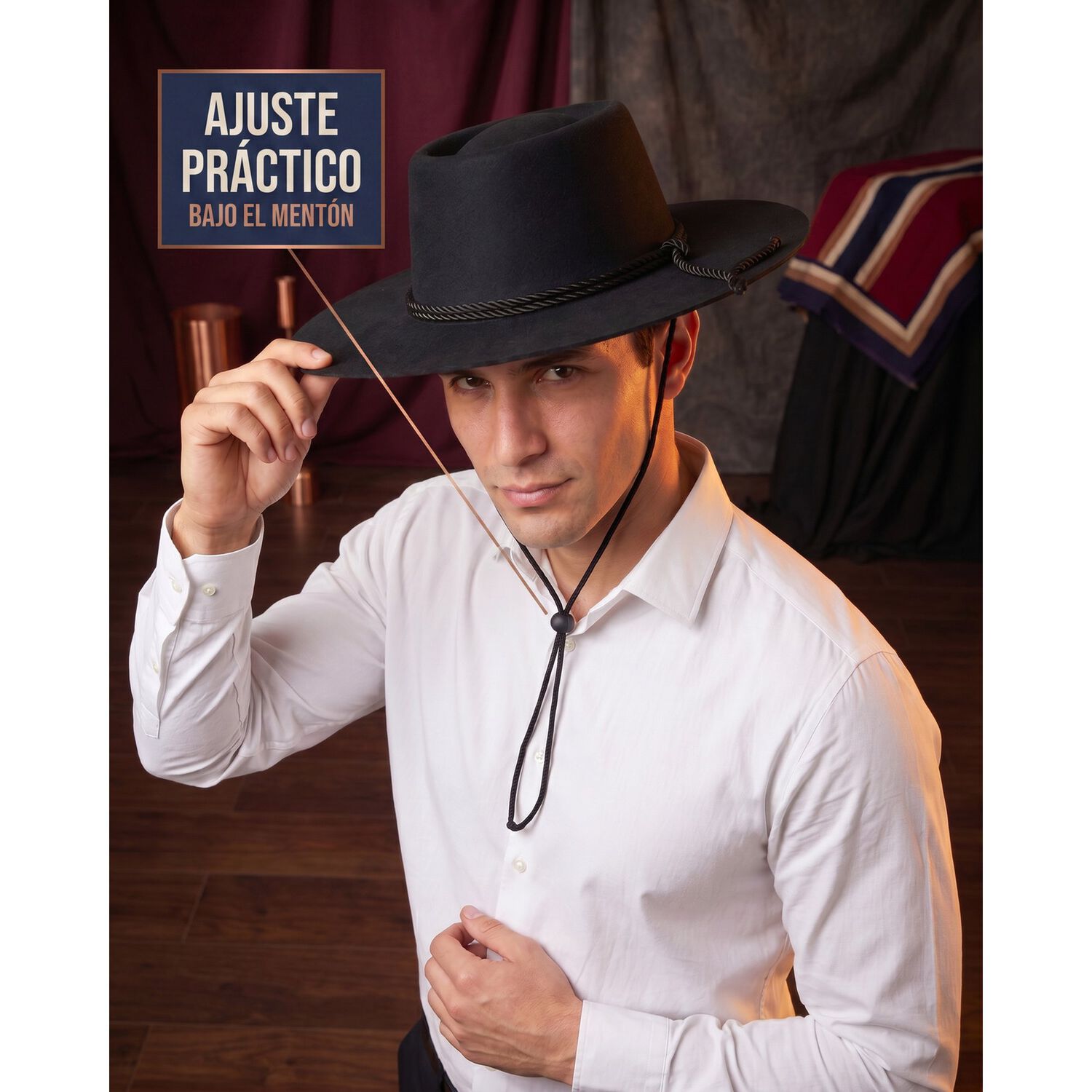 Sombrero Huaso Elegante Adulto Fiestas Patrias image number 19.0