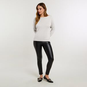 Sweater Lurex Manga Larga Cuello Redondo Mujer Kimera