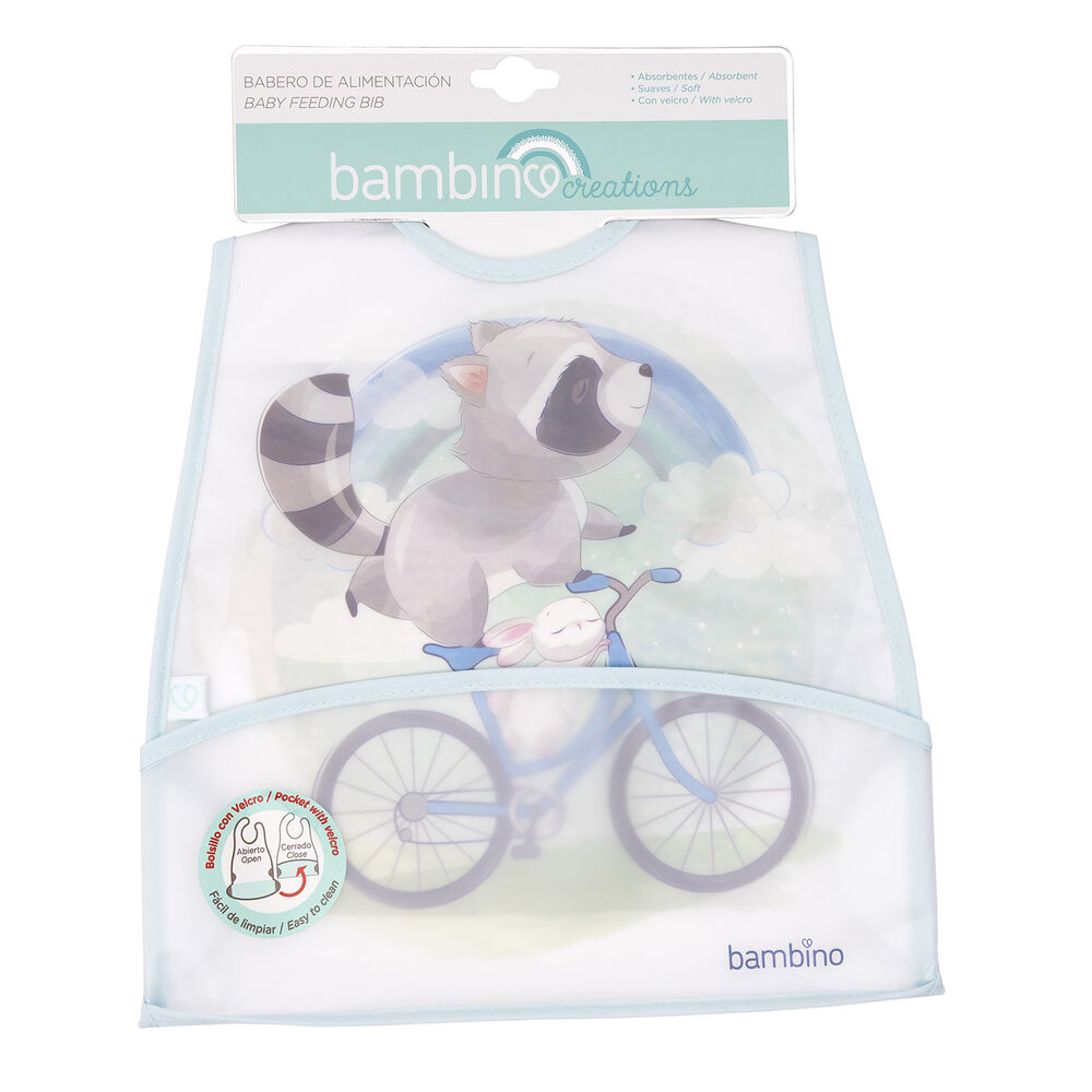 Babero De Alimentacion Celeste Mapache Niño image number 0.0