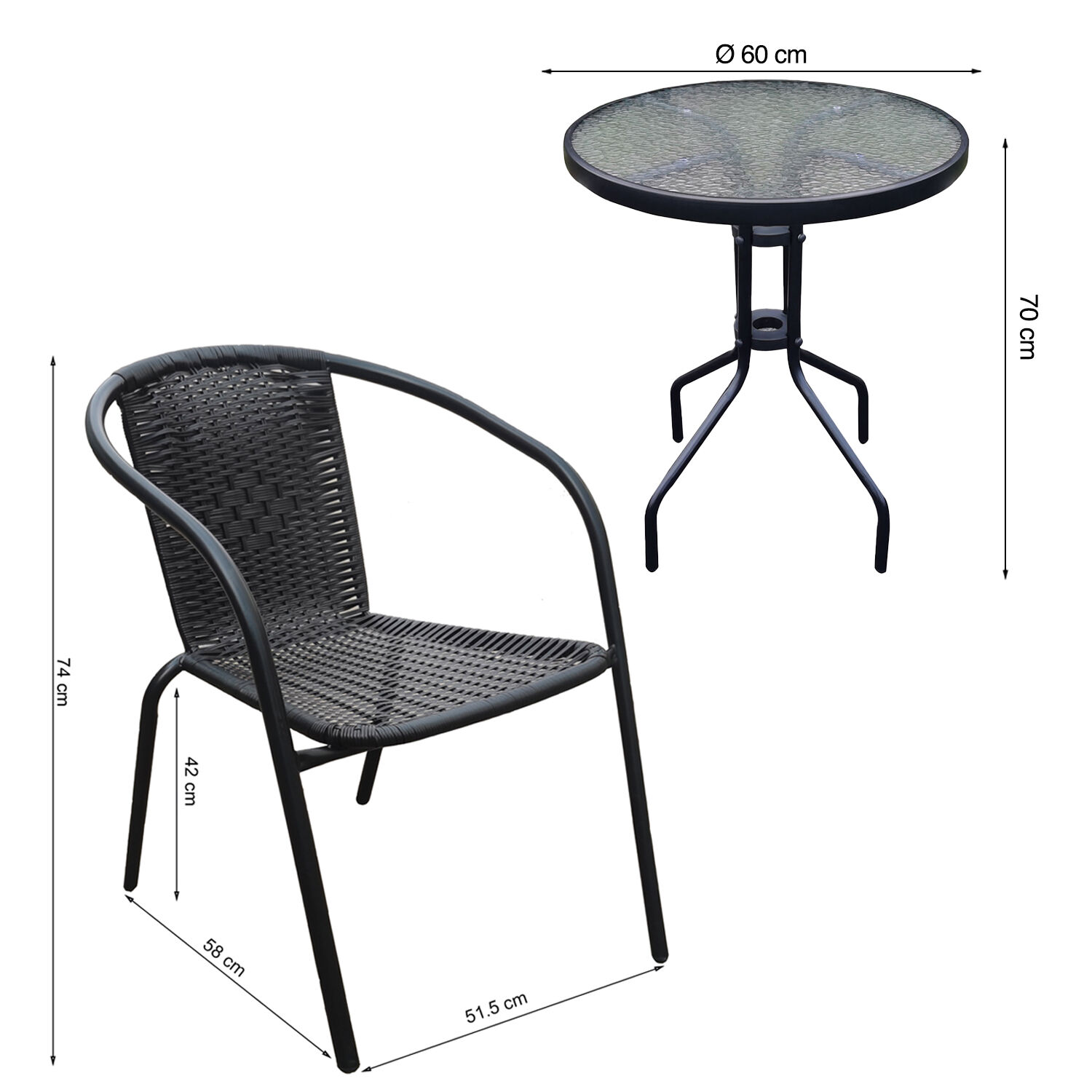 Set Terraza Maceio 2 Sillas + Mesa Vidrio 70x60 Cm Negro image number 5.0