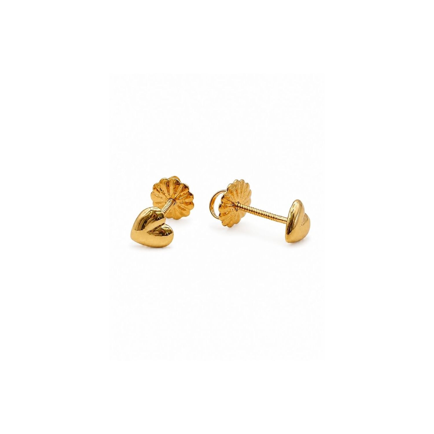 Aros Coraz&oacute;n Oro 18k 6mm N2 Atornillado 0.65gr Ni&ntilde;a Juevenil Dorado image number 1.0
