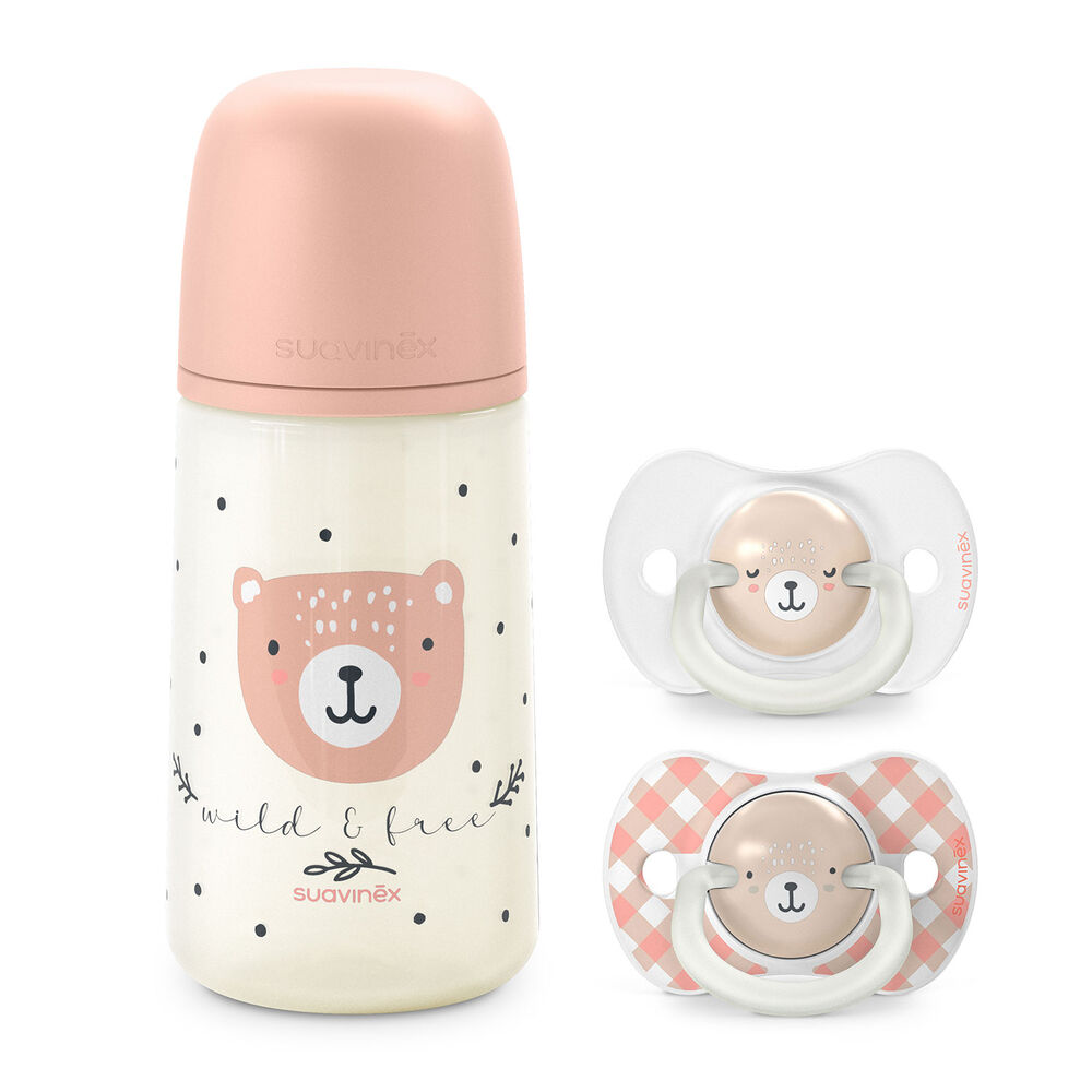 Pack Chupetes Noche Y Dia + Mamadera 270ml Wild Rosa 0-6m image number 0.0