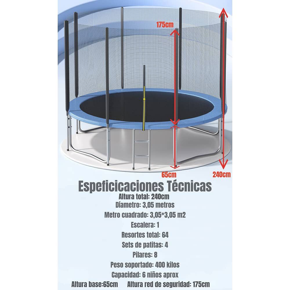 Cama El&aacute;stica Trampoline 305cm Con Escalera Lubabycas image number 3.0