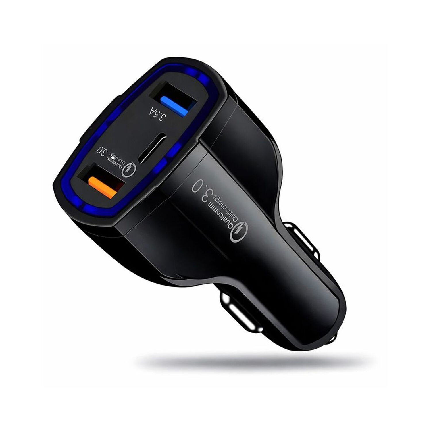 Cargador R&aacute;pido Auto Doble Usb + Tipo C Qc 3.0 image number 0.0