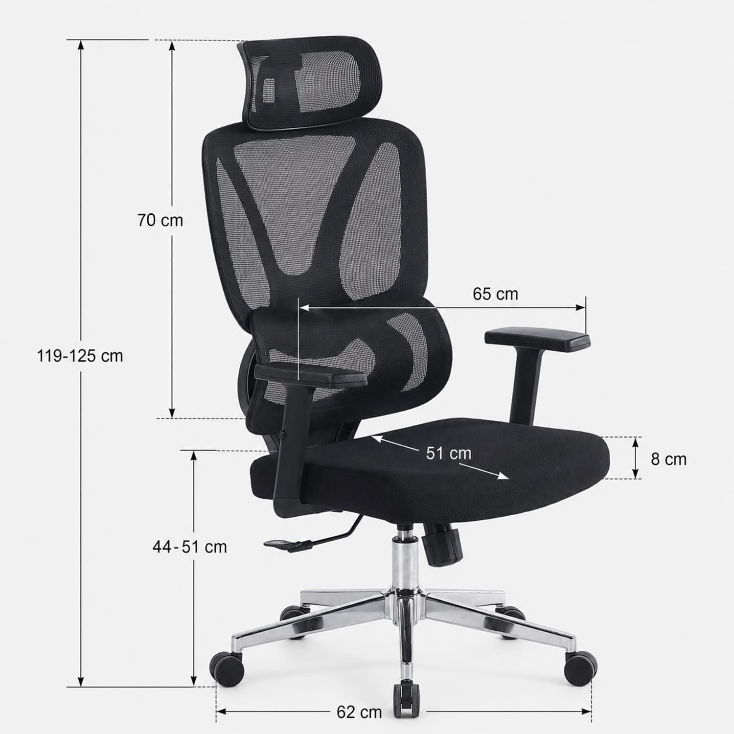 Silla Escritorio Ergon&oacute;mica Base Met&aacute;lica Dominus Pro image number 7.0