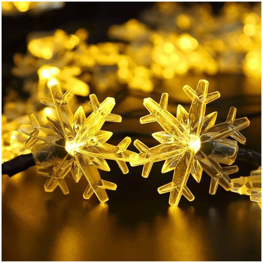 Set 3 Luces Navidad 4m Copo Nieve Solar Calida Decoracion image number 1.0