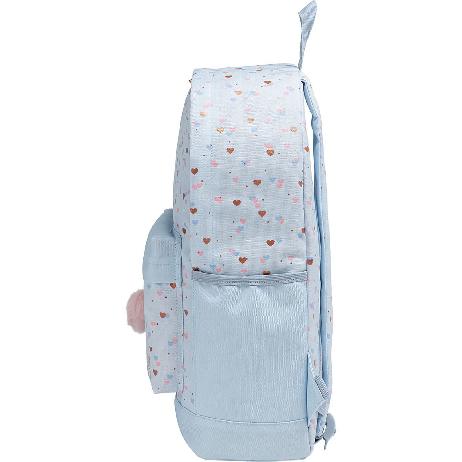 Tilibra Mochila Con Pomp&oacute;nde Coraz&oacute;n Joyful Y Sweet Azul 29x43x12cm image number 2.0