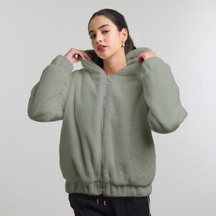 Chaqueta Regular Sherpa Cuello Redondo Con Capucha Mujer Freedom