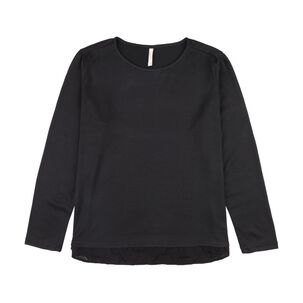 Sweater Liso Aplicación Broderie En Cintura Cuello Redondo Mujer Geeps