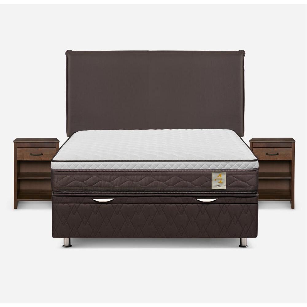 Cama Ba&uacute;l Rosen New Style 4 / 2 Plazas / Base Normal + Set De Maderas image number 0.0