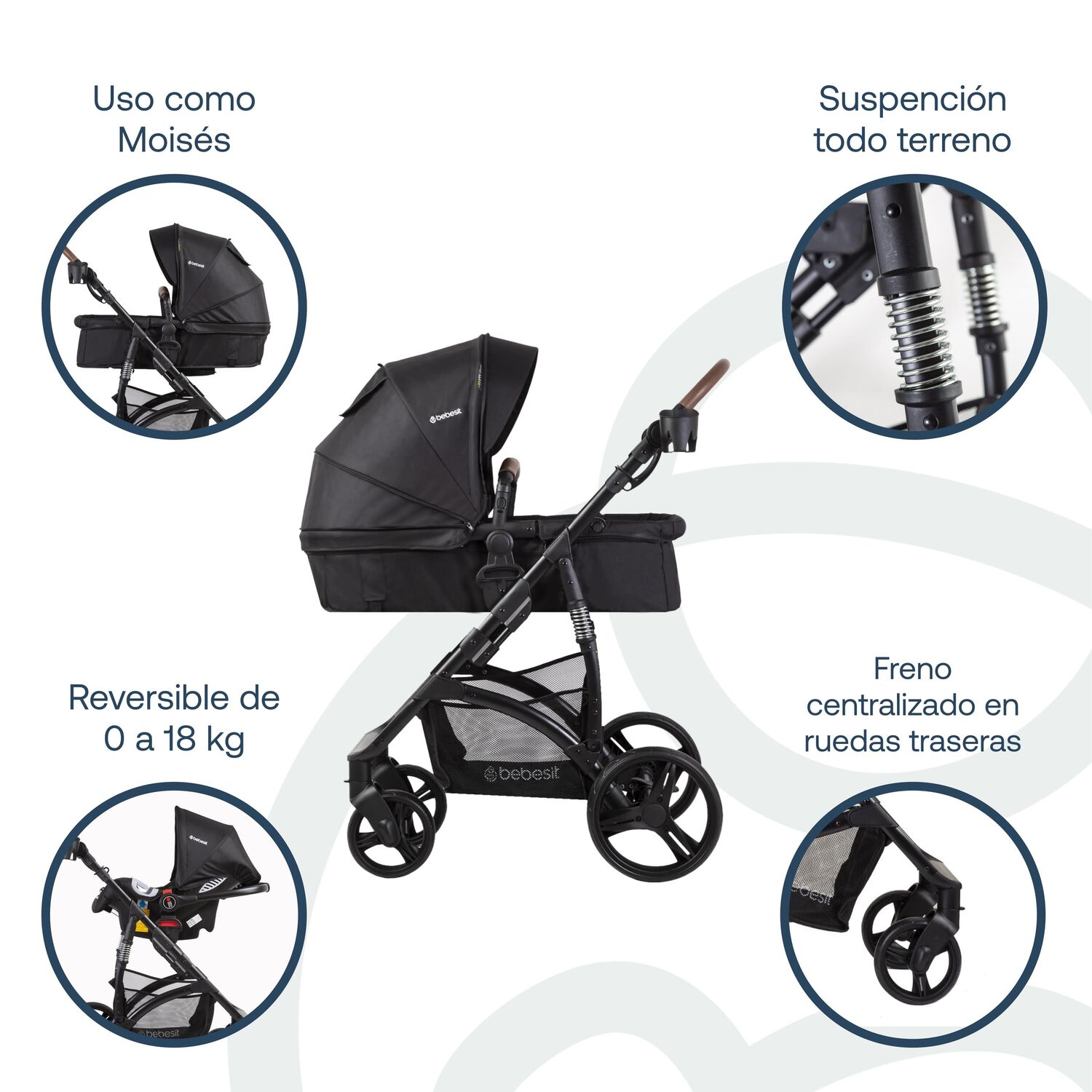 Coche Cuna Travel System Quest Lx Negro Bebesit image number 6.0