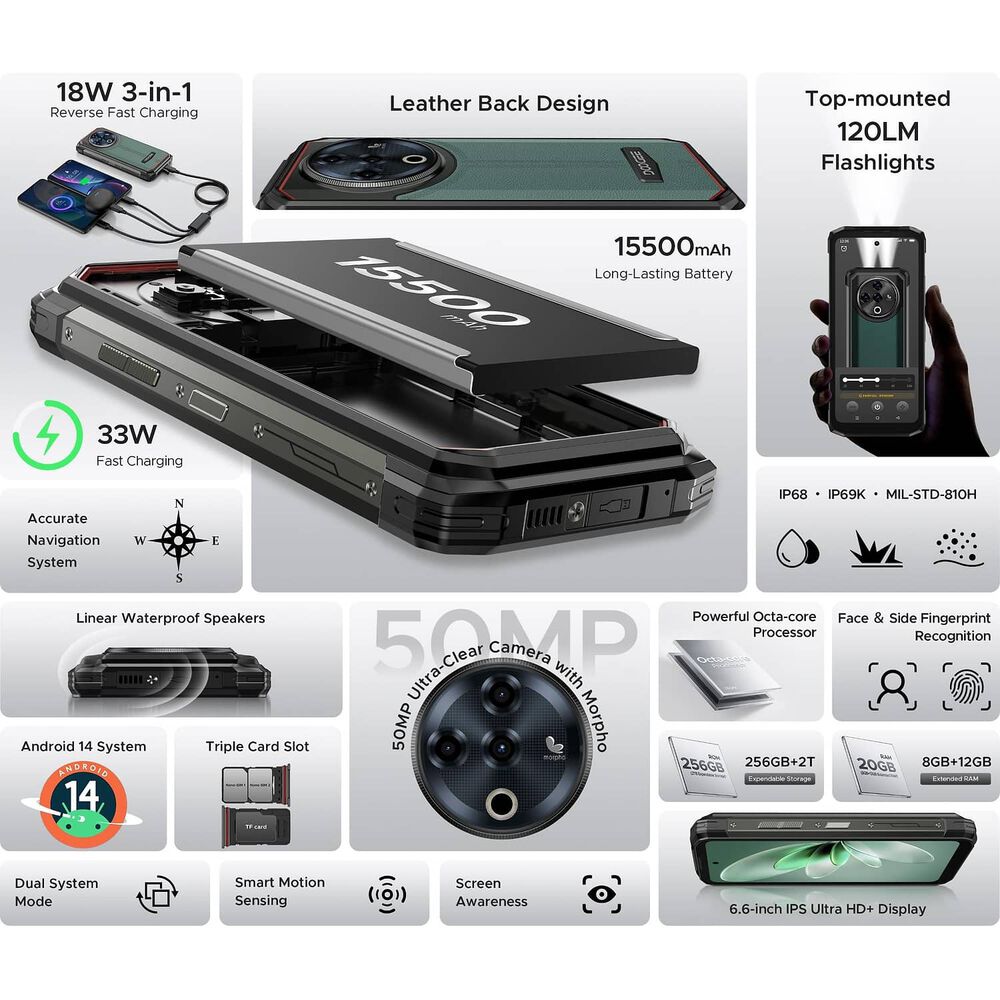 Doogee Fire 6 Power: Celular Rugged Android 14, 50mp, 15.50mah image number 2.0