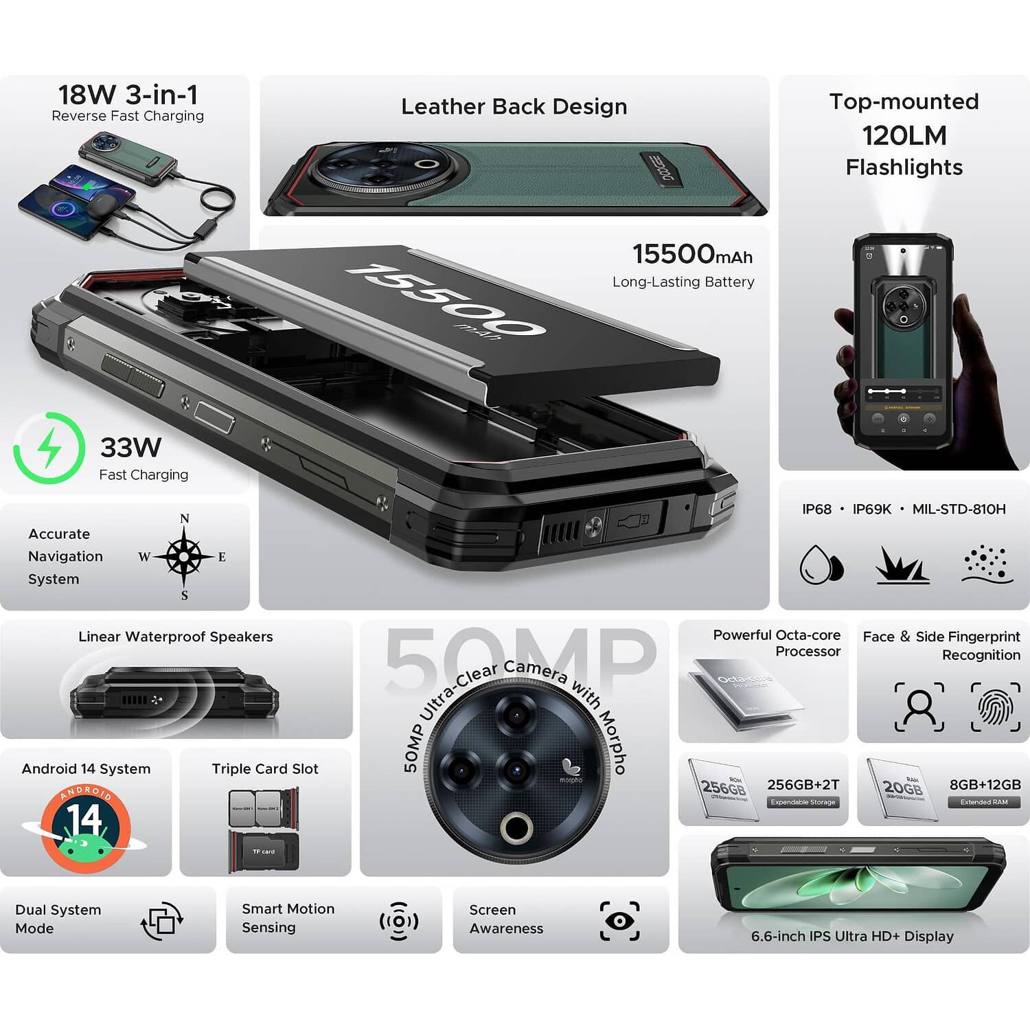 Doogee Fire 6 Power: Celular Rugged Android 14, 50mp, 15.50mah image number 2.0