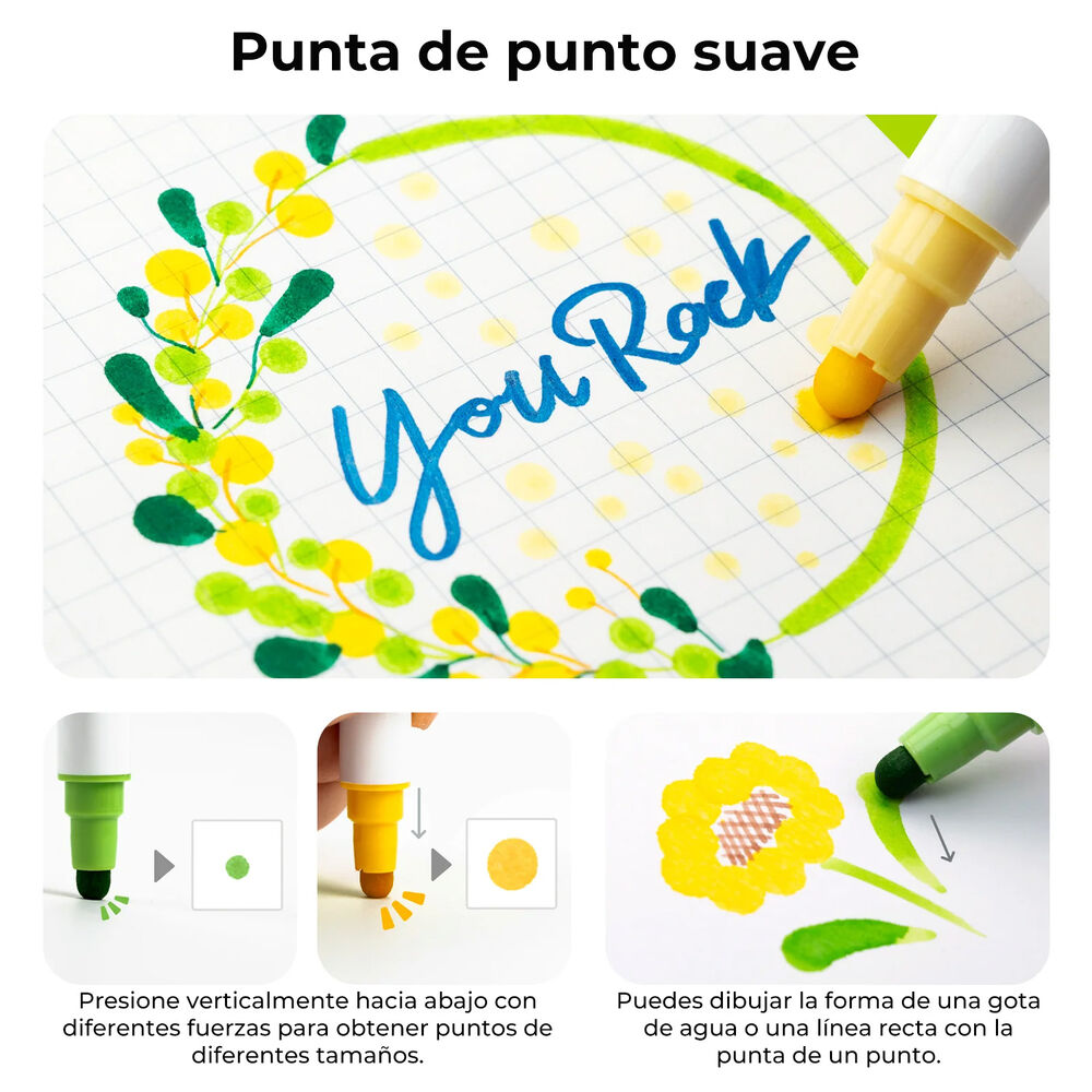 Ohuhu 24 Marcadores A Base De Agua Puntas Pincel Y Puntos image number 6.0