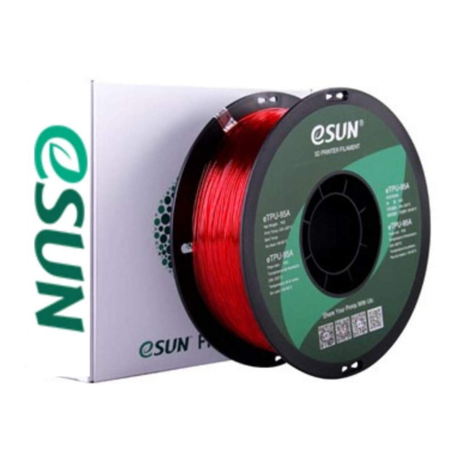 Filamento Tpu Rojo Transparente 1kg Esun image number 0.0